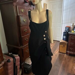 Acler Elegant Black Midi Dress with Side Buttons